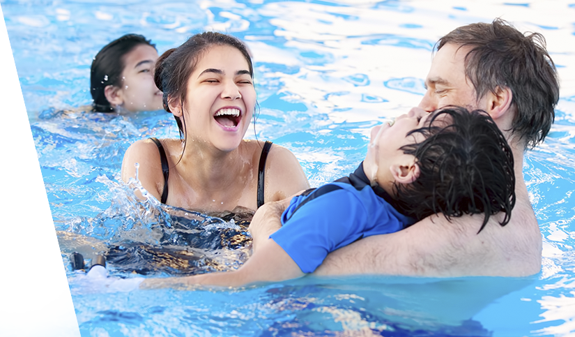 family swimming